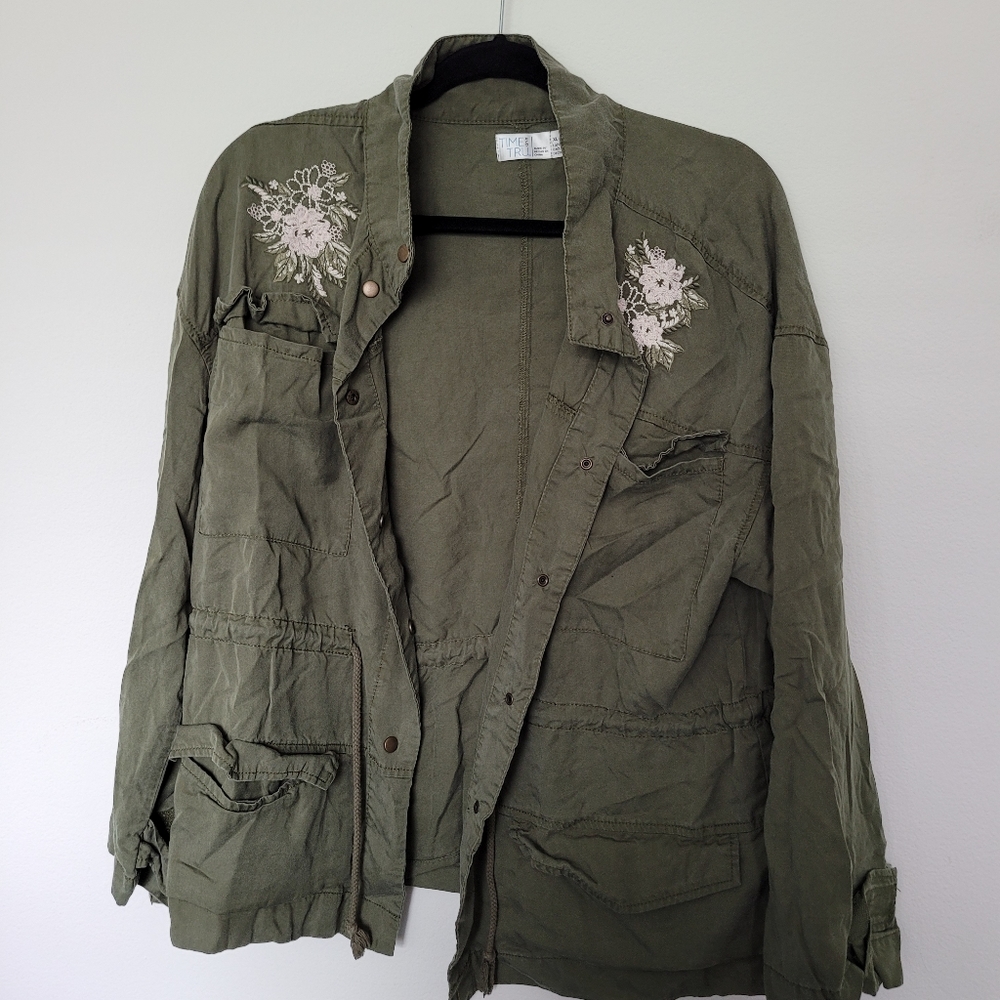 Embroidered Army Green Annorack Military Jacket